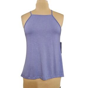Apana Womens Purple Yoga Tank Top High Neck Keyhole Split Back Size M Athleisure